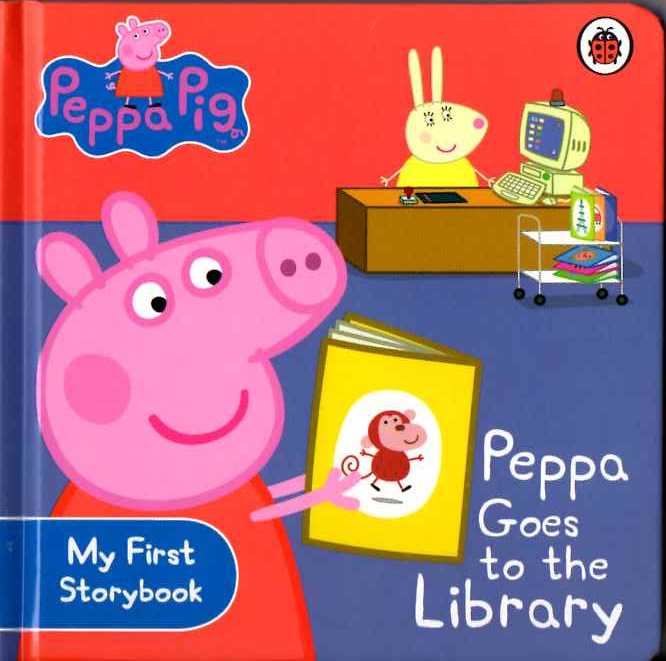 Peppa Goes to the Library.Книжка про Пеппу и ее семью. Пеппа уже прочитала все свои книжки и ей стало скучно. Что же делать? Вся семья идет в библиотеку.<br><br>
Крупный шрифт. 1-2 предложения на страницу. Яркие крупные картинки.